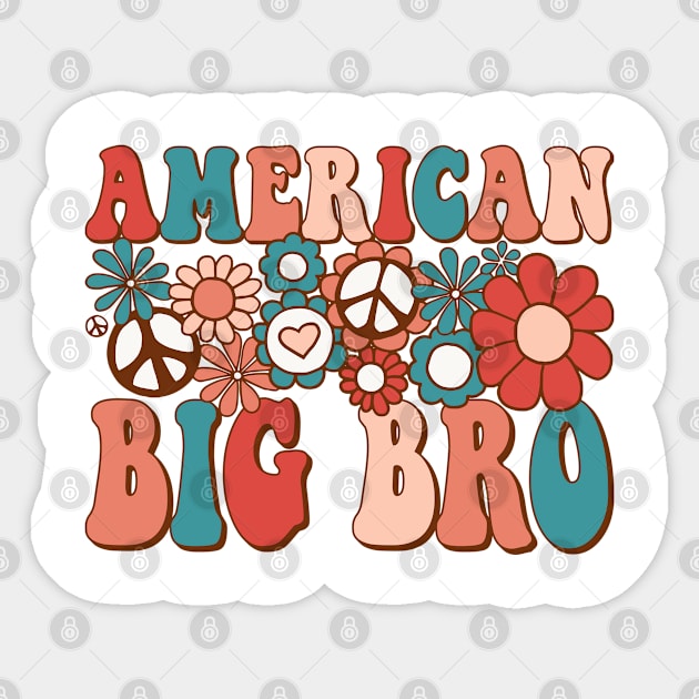 Retro Groovy American Big Bro Matching Family 4th of July Sticker by BramCrye